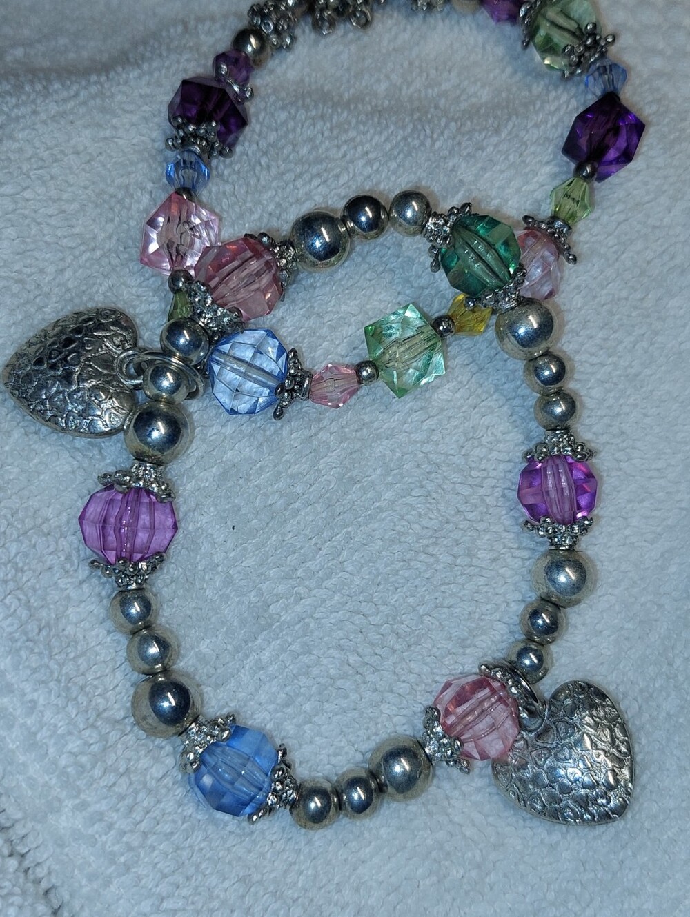 Multicolor Beaded Heart Charm Bracelet - Women Jewelry